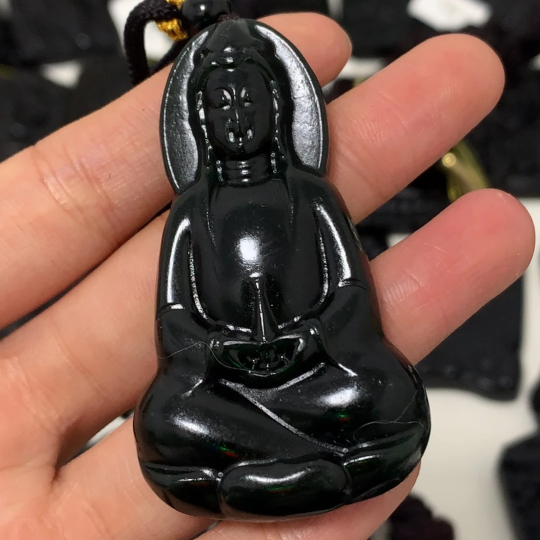 天然缅甸a货钢琴黑挂件