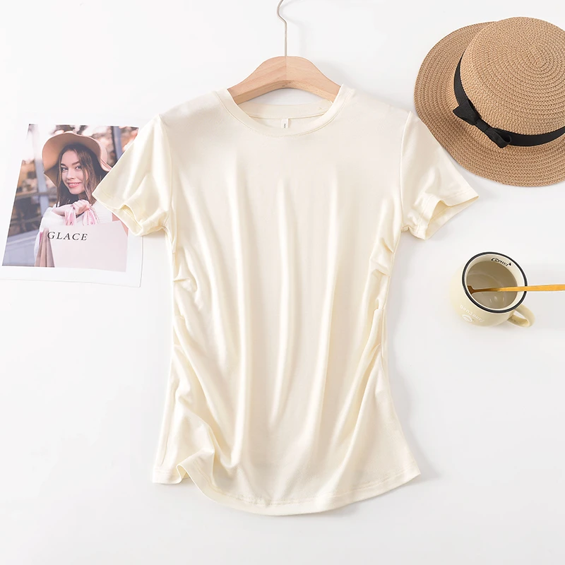 褶皱收腰莱赛尔短袖JSY  YQ125