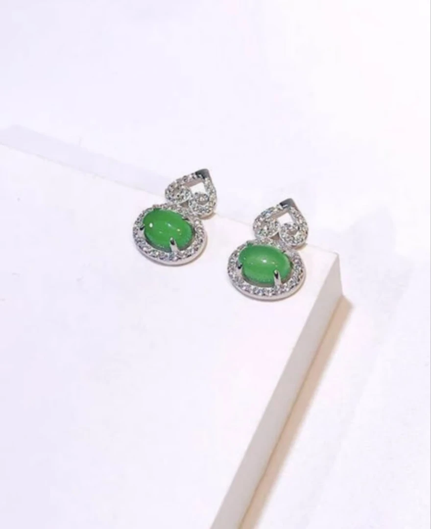 s925银针宝石闪钻耳环