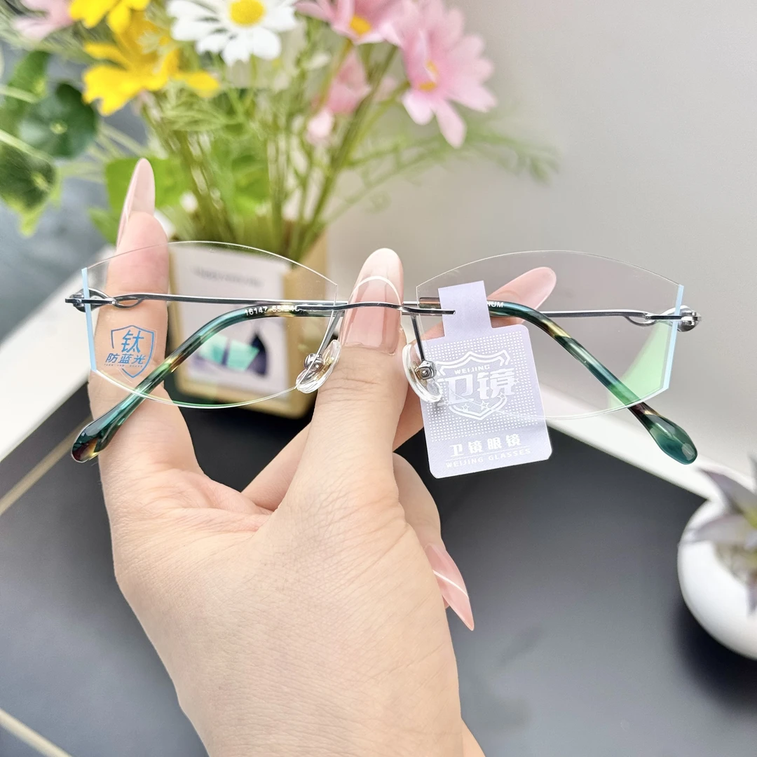 卫镜16147无框切边眼镜JC无框切边私人订制高端眼镜超轻防蓝光
