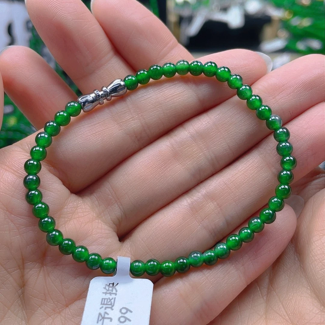 翡翠颈饰未镶嵌天然A货翡翠手串卡4辣