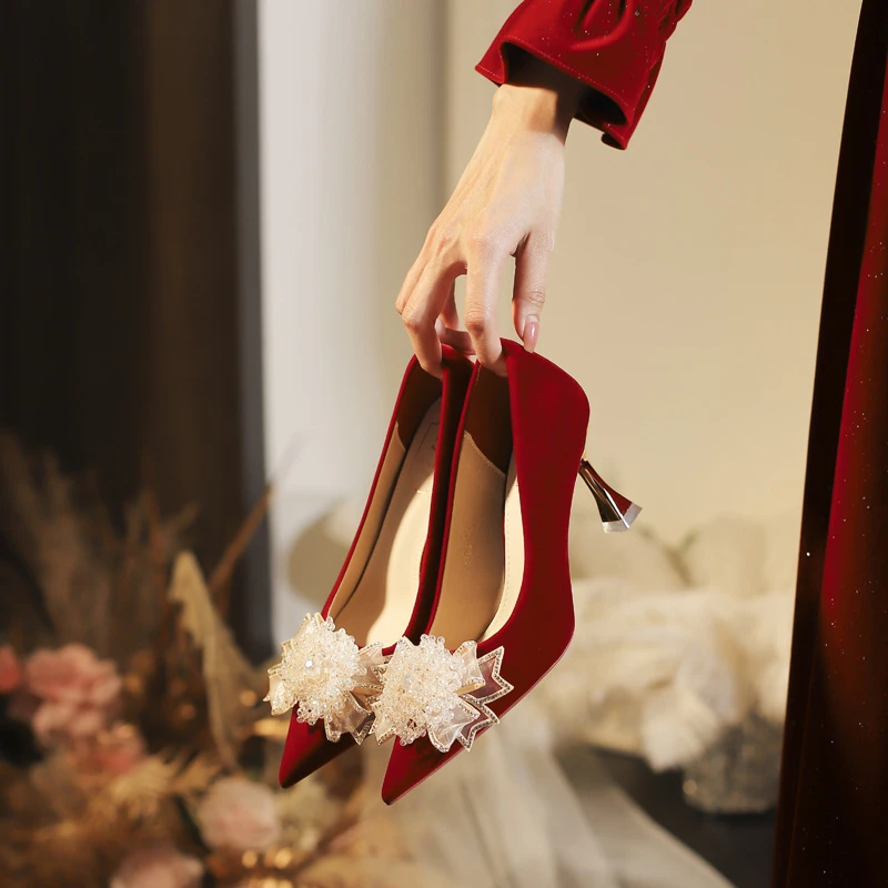 高跟鞋红色结婚鞋2025年新款秀禾新娘鞋大码女鞋百搭32-43爆款