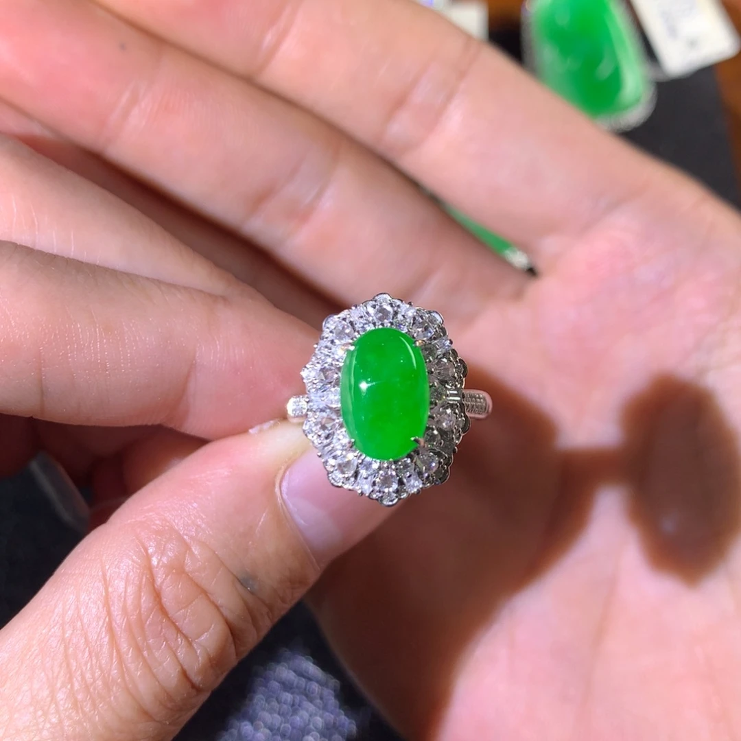 翡翠18K金镶嵌戒指两用款