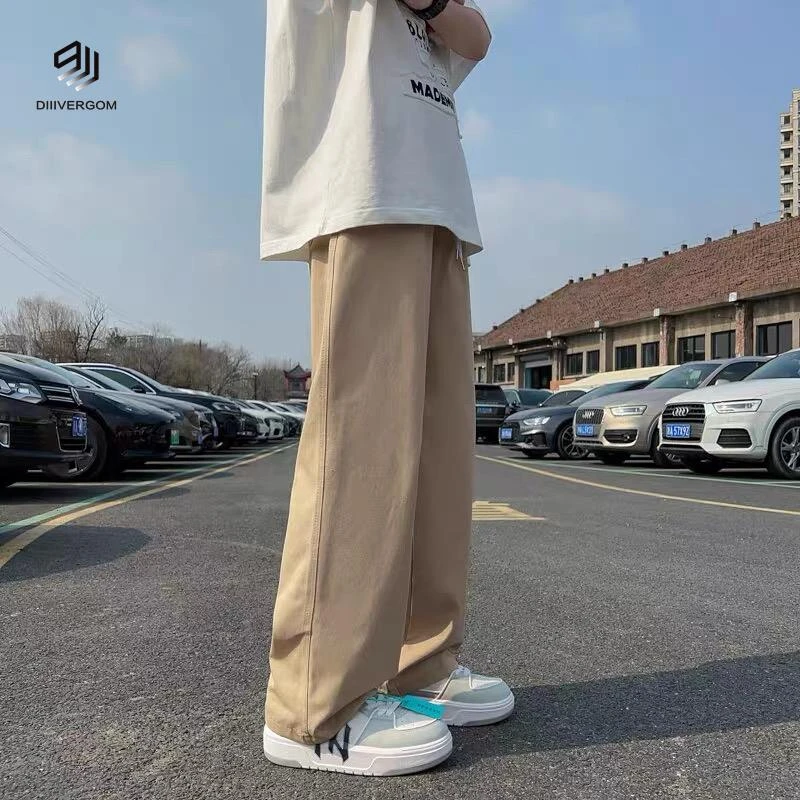 DIIIVERGOM系百搭潮流复古纯色宽松直筒长裤秋季潮牌工装阔腿裤子