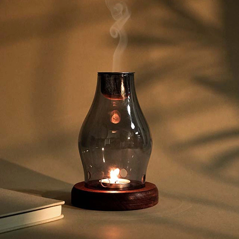 日式玻璃烛台香薰灯香薰炉奇楠沉香复古家用卧室隔火熏香炉