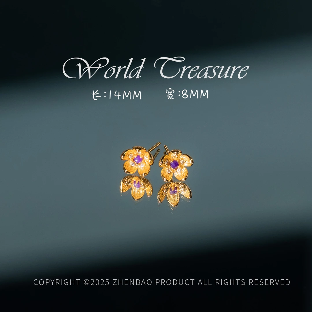 世间臻宝-S925银舒俱来桃花耳钉/P7919/多样性发一对