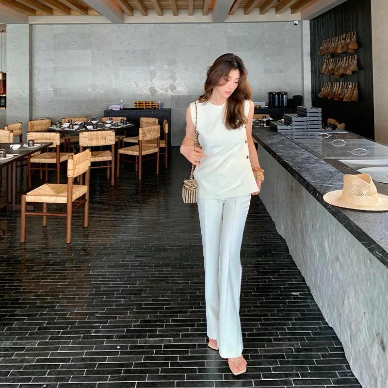 【ALONE SAVOR】龍喜儿 日落道 时尚气质无袖弹性收腰西装套装Z238