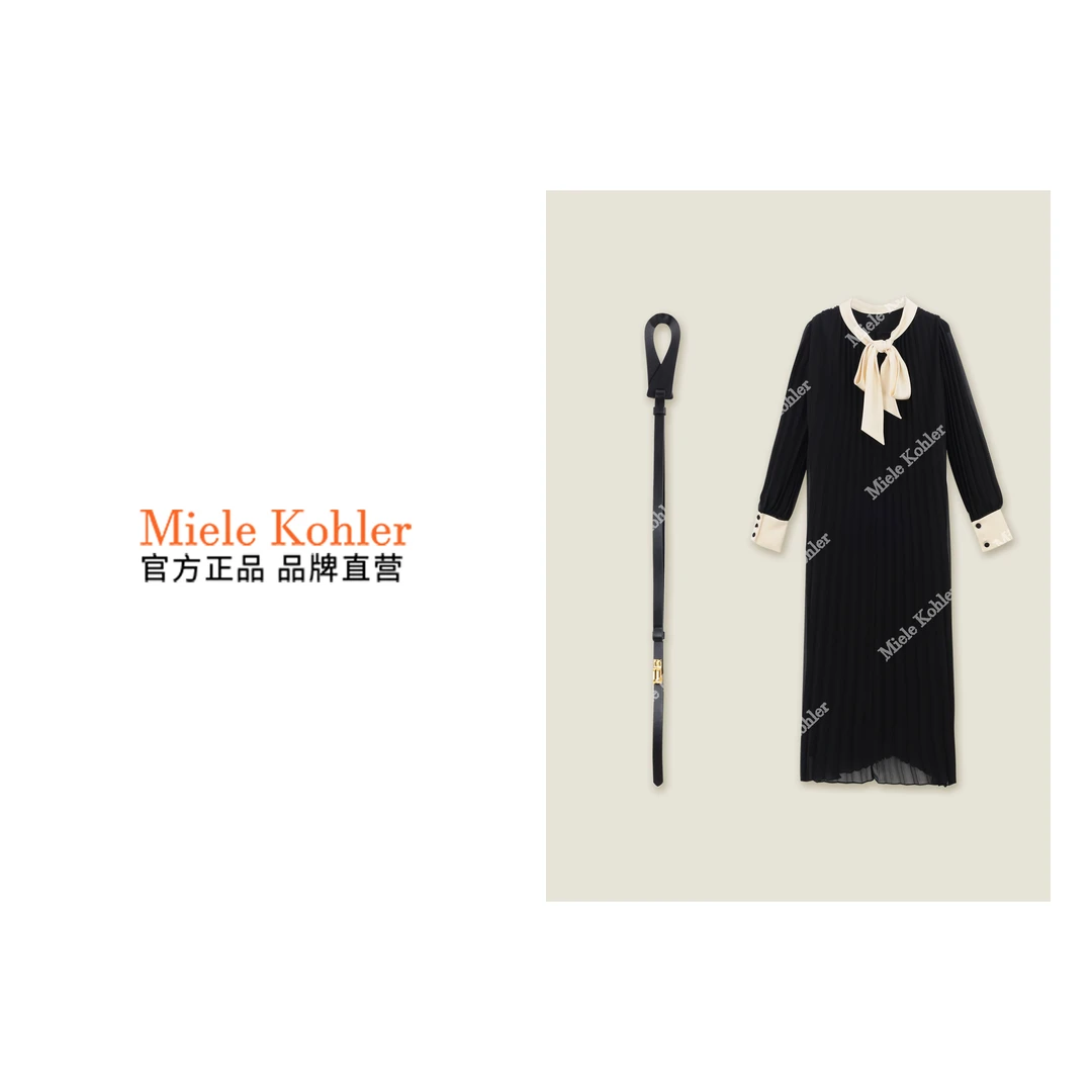 法式优雅撞色系带蝴蝶结显瘦女连衣裙 MKOMB52297【澳门小源同款】