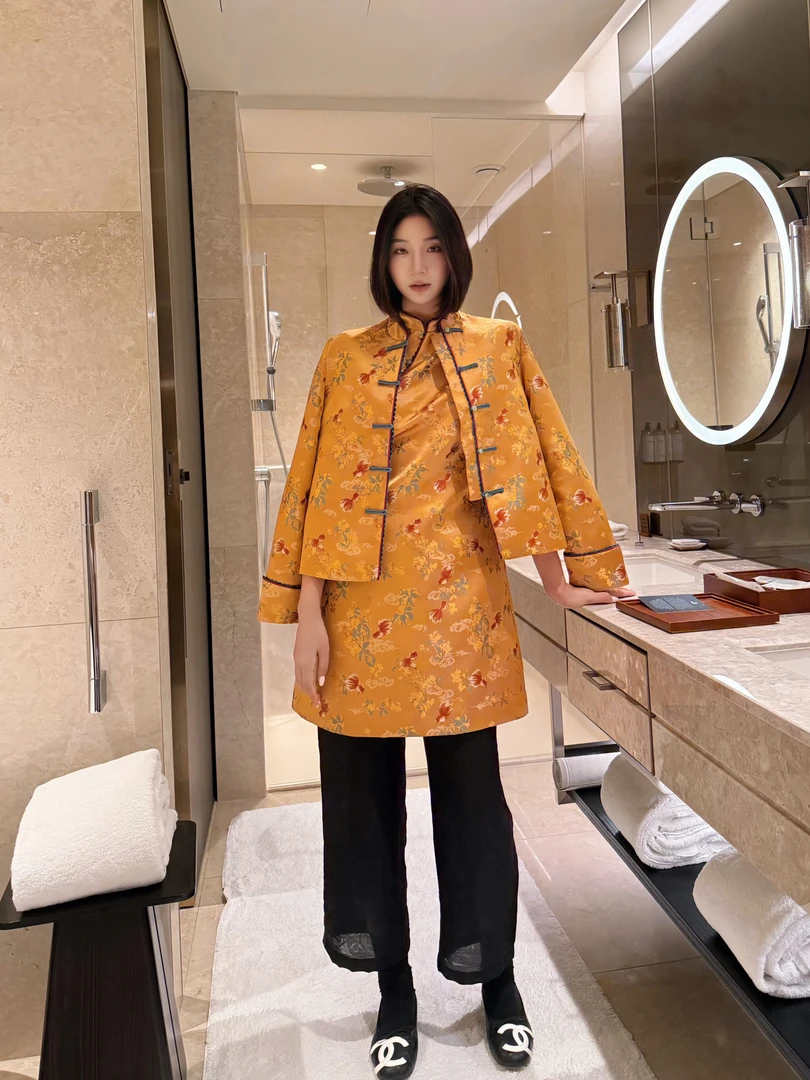 【金玉满堂】深圳原创设计新中式时尚休闲百搭外套无袖连衣裙套装