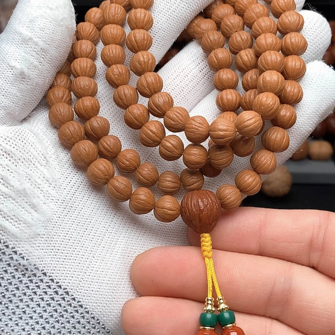 手串猴头核桃9原皮原色麒麟凤羽脖挂110颗