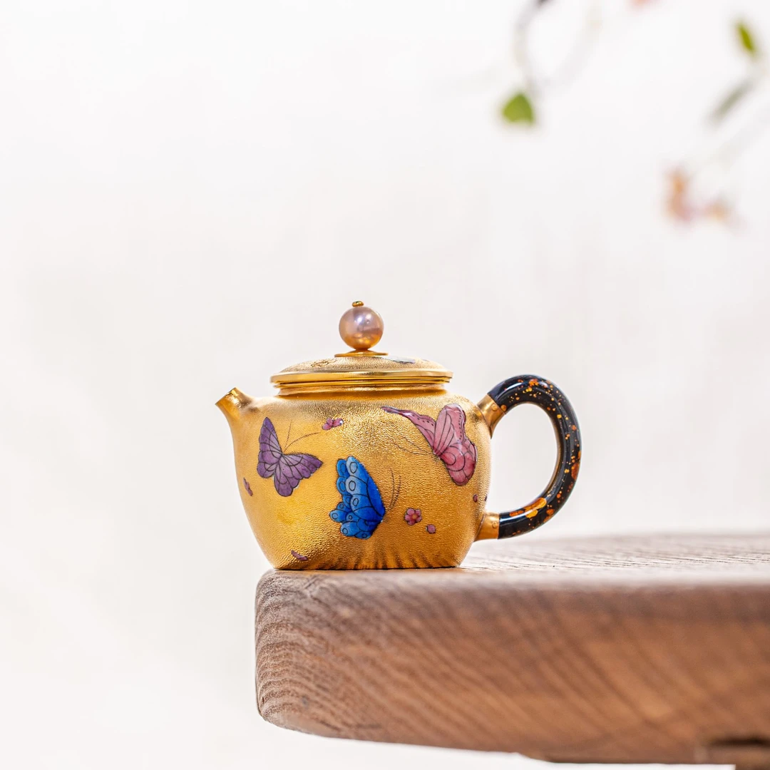 蜂鸟工坊 名匠优选 漆把彩绘 镀金 蝴蝶小壶 MJYXA3080
