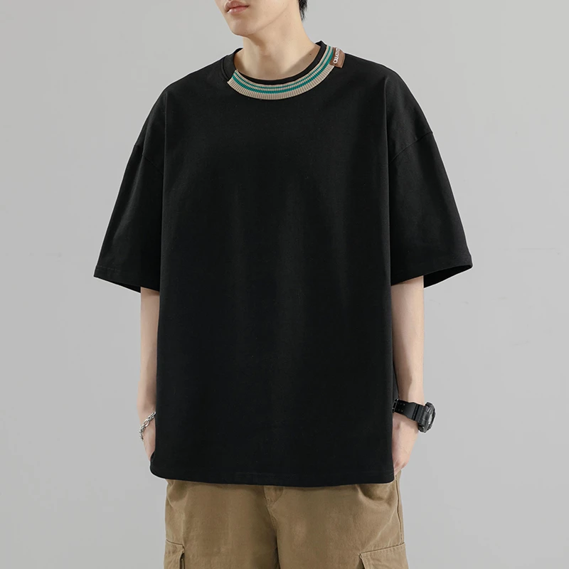 240g重磅棉民族风短袖t恤男夏季新款宽松设计感半袖体恤上衣潮