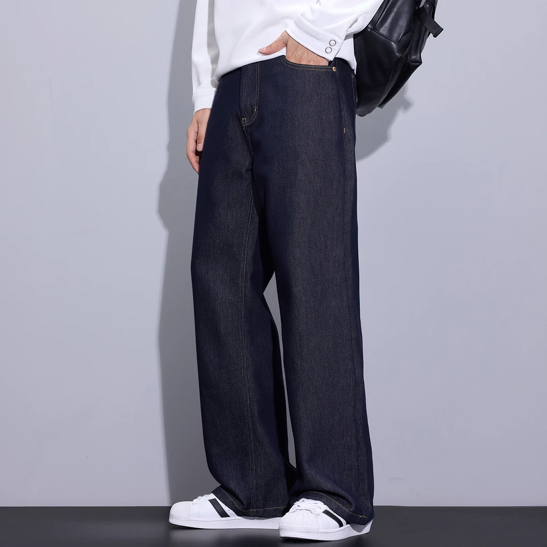 Kuvine2025秋季款微喇叭复古水洗牛仔裤男士百搭宽松直筒阔腿裤子