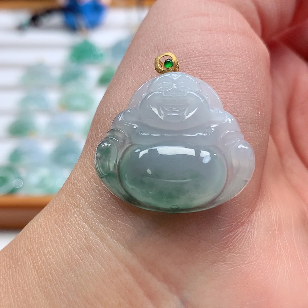 翡翠18K金镶嵌吊坠(赠链)25-27.8-6