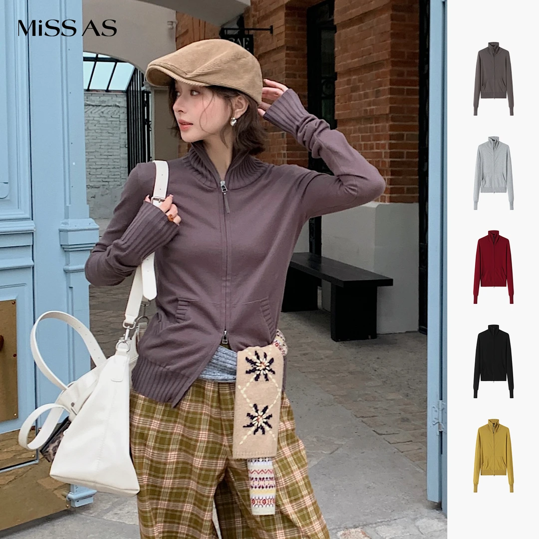 【REREK】休闲针织水洗起绒感高领拉链开衫毛衣25秋冬小众潮牌新品