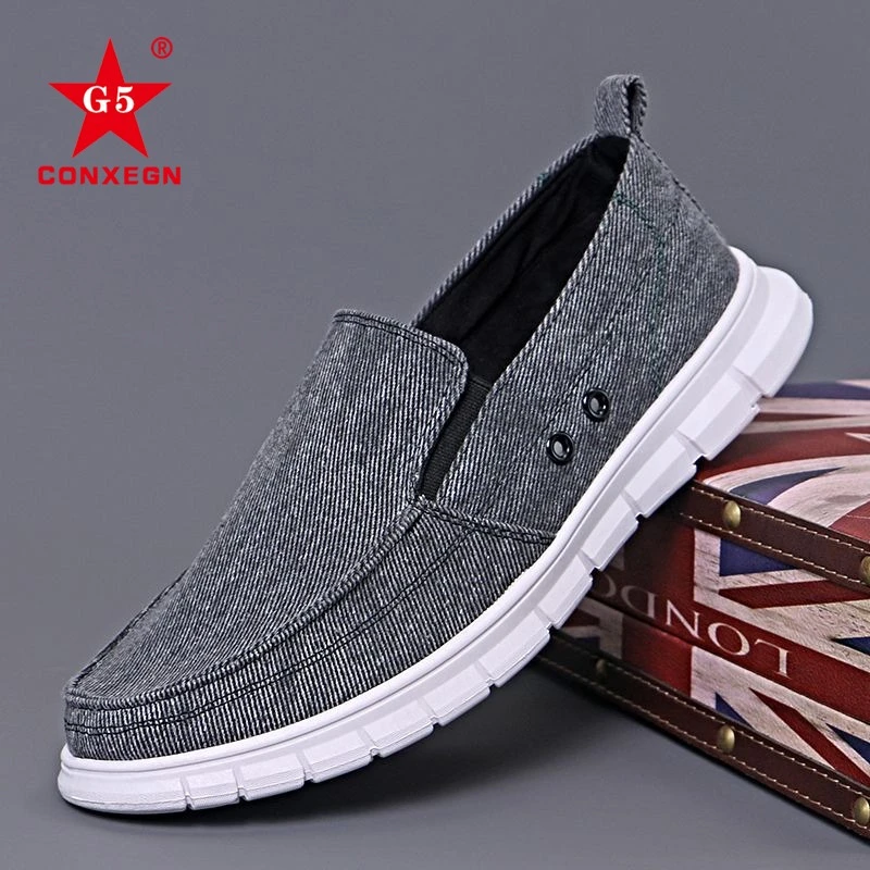 布鞋男士休闲透气秋季新款一脚蹬懒人老北京布鞋耐磨帆布鞋子男