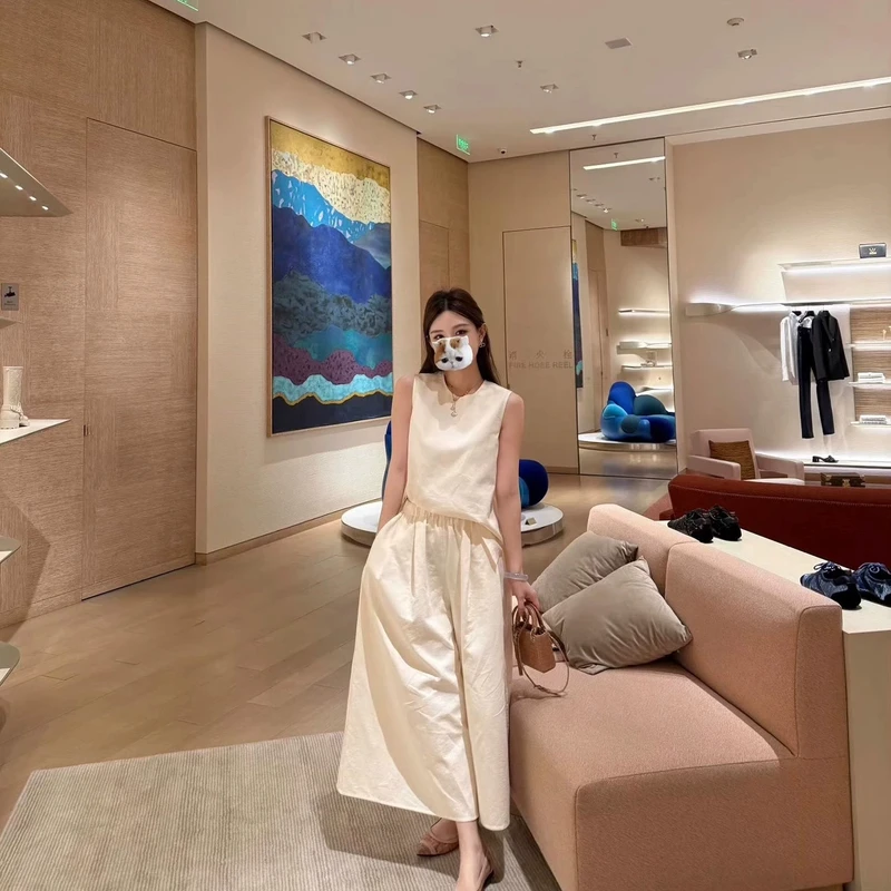 "海岛老钱vibe"简单高级~盐缩全棉无袖上衣长裤 轻松穿出贵气感！