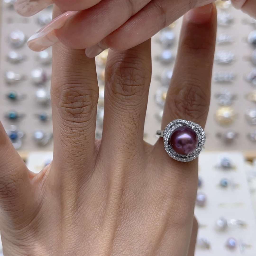 许***穆淡水珍珠戒指合金