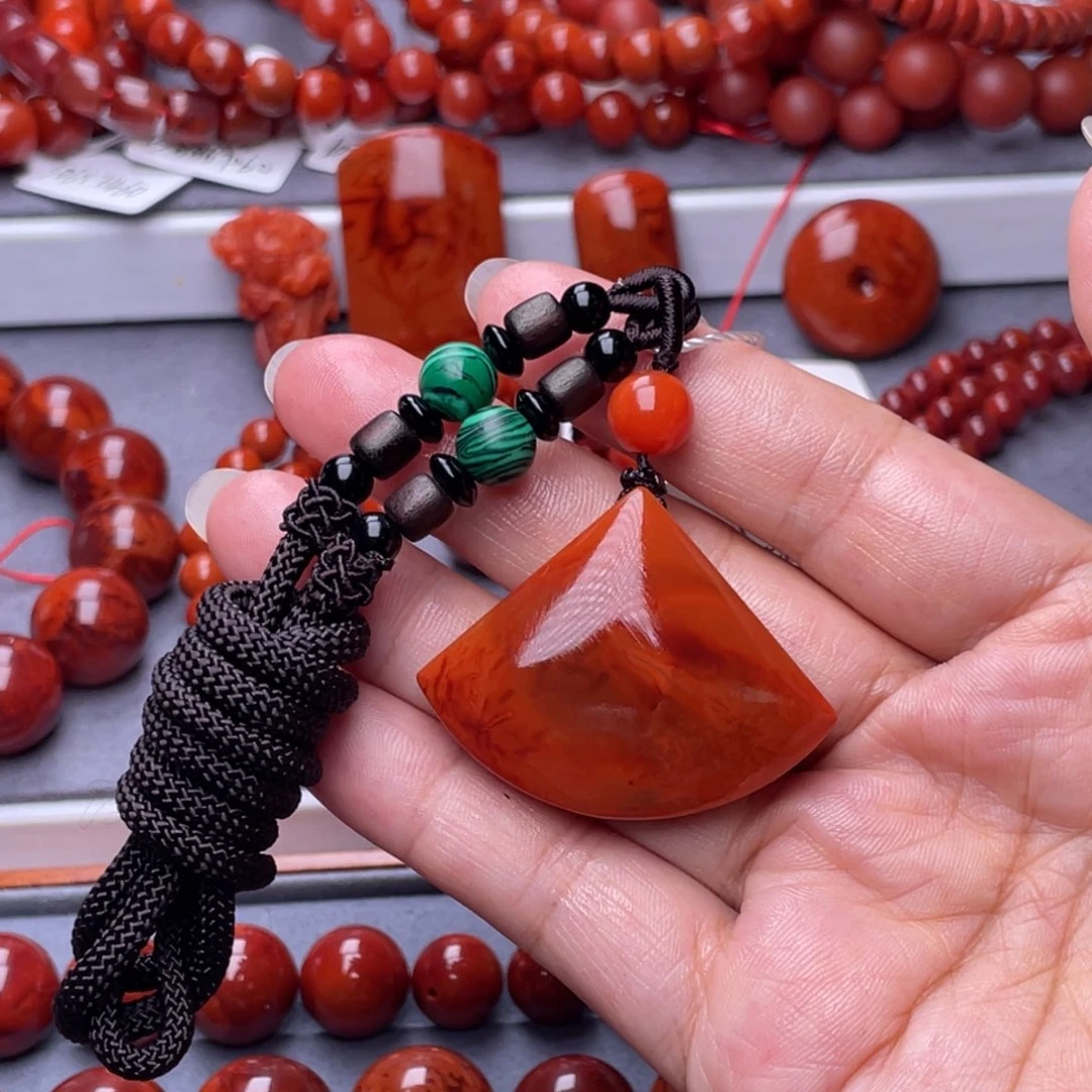 未镶嵌配珠南红玛瑙32.6mm瓦西柿子满肉满色无事牌