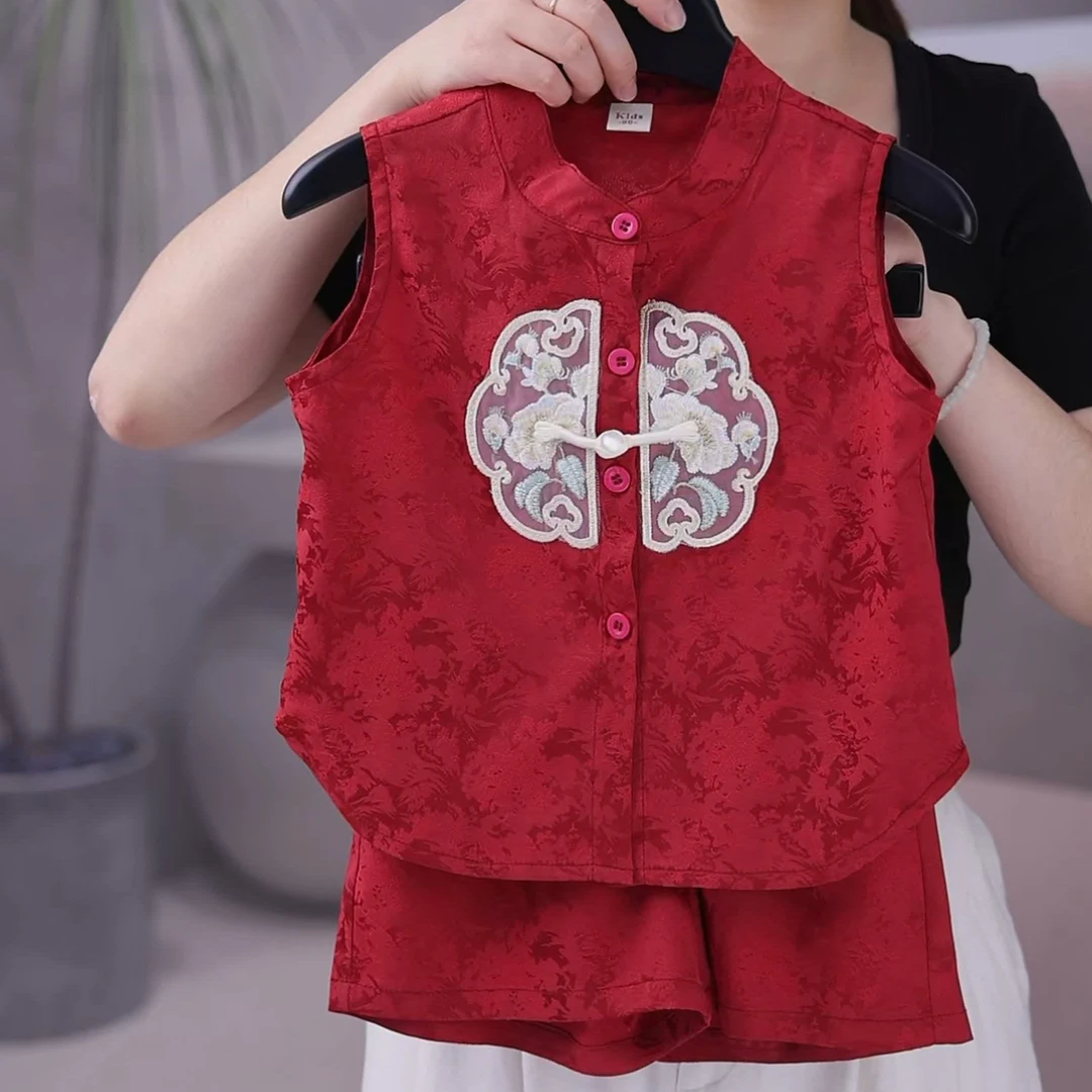 男童夏装套装2025新款新中式国风两件套宝宝夏季潮中小童无袖短裤