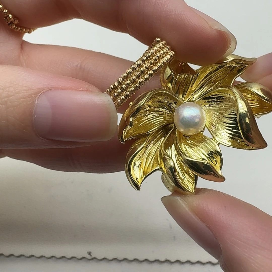 18K金镶嵌戒指淡水珍珠