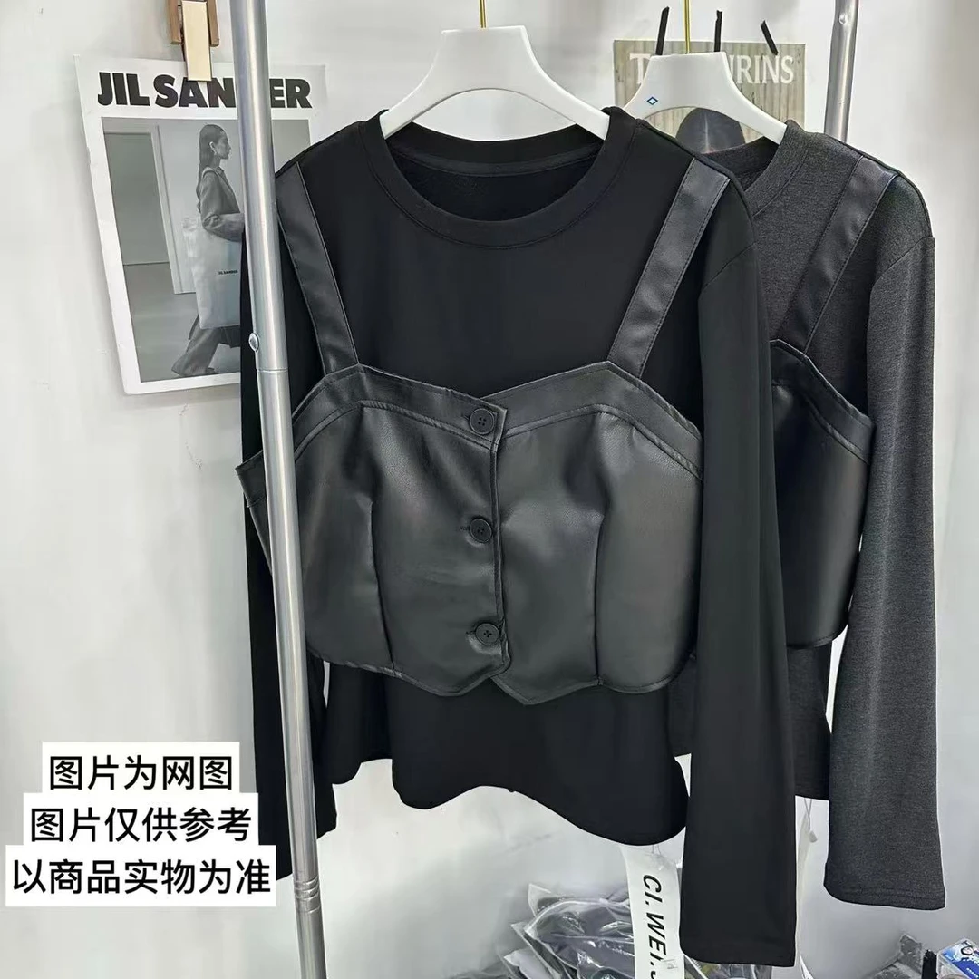 蜜蜜家大码欧货拼接假两件