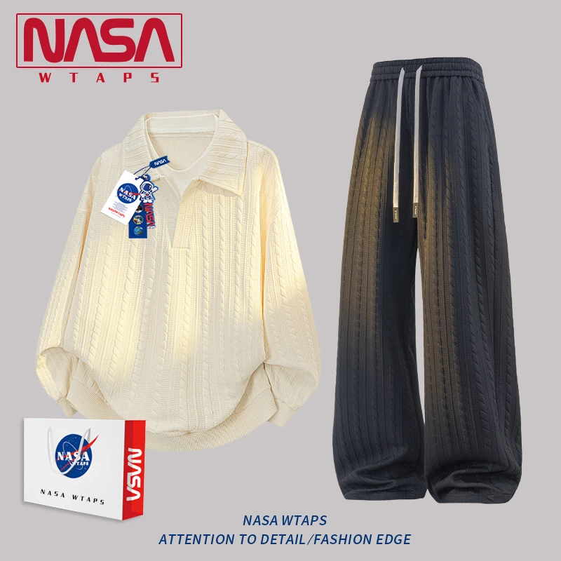 NASA WTAPS美式高级感套装男款春秋季设计师休闲针织卫衣一整套男