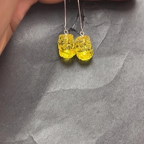 未镶嵌琥珀裸石琥珀耳线
