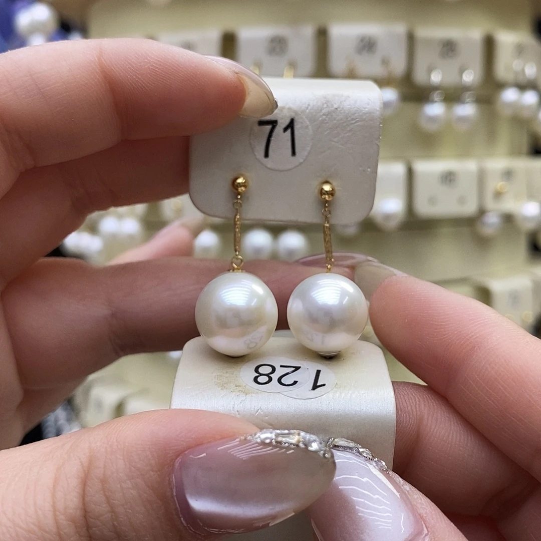 耳饰18K金镶嵌淡水珍珠12➕