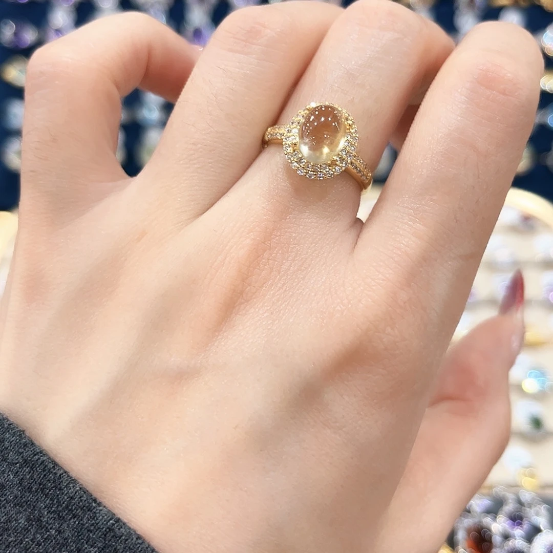 黄晶女款银S925镶嵌戒指