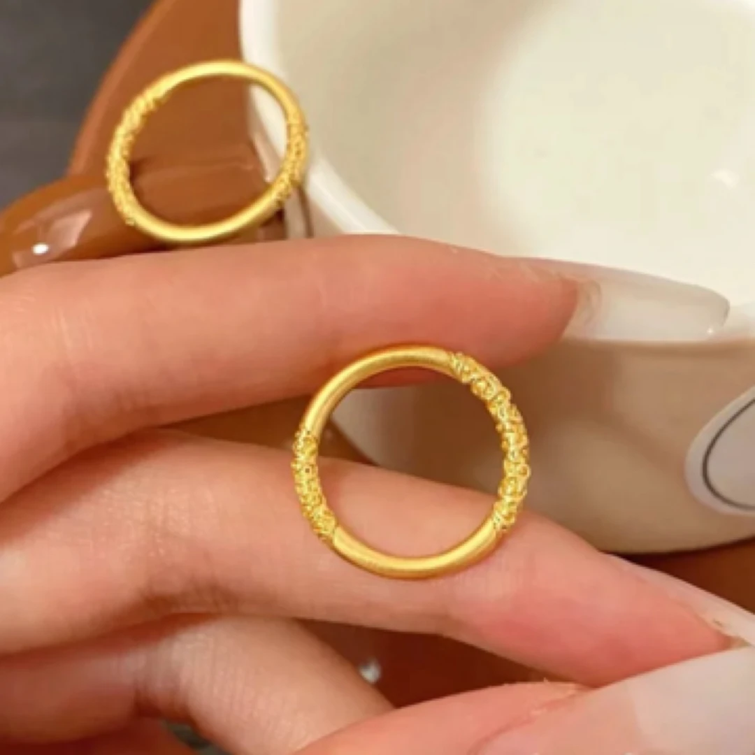 铜合金戒指 新中式国潮风 古法卷草纹闭口手镯百搭单圈简约经典