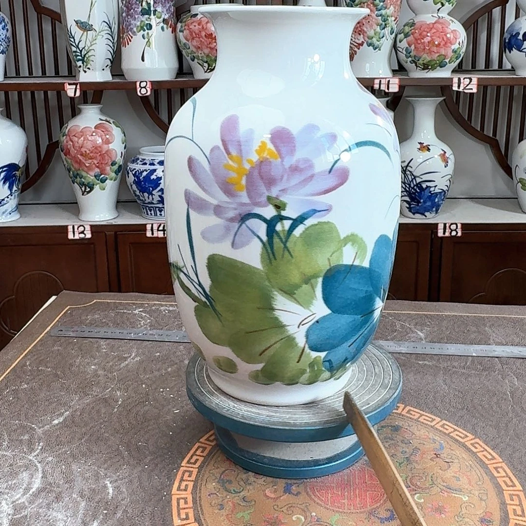 摆件景德镇陶瓷大冬紫荷