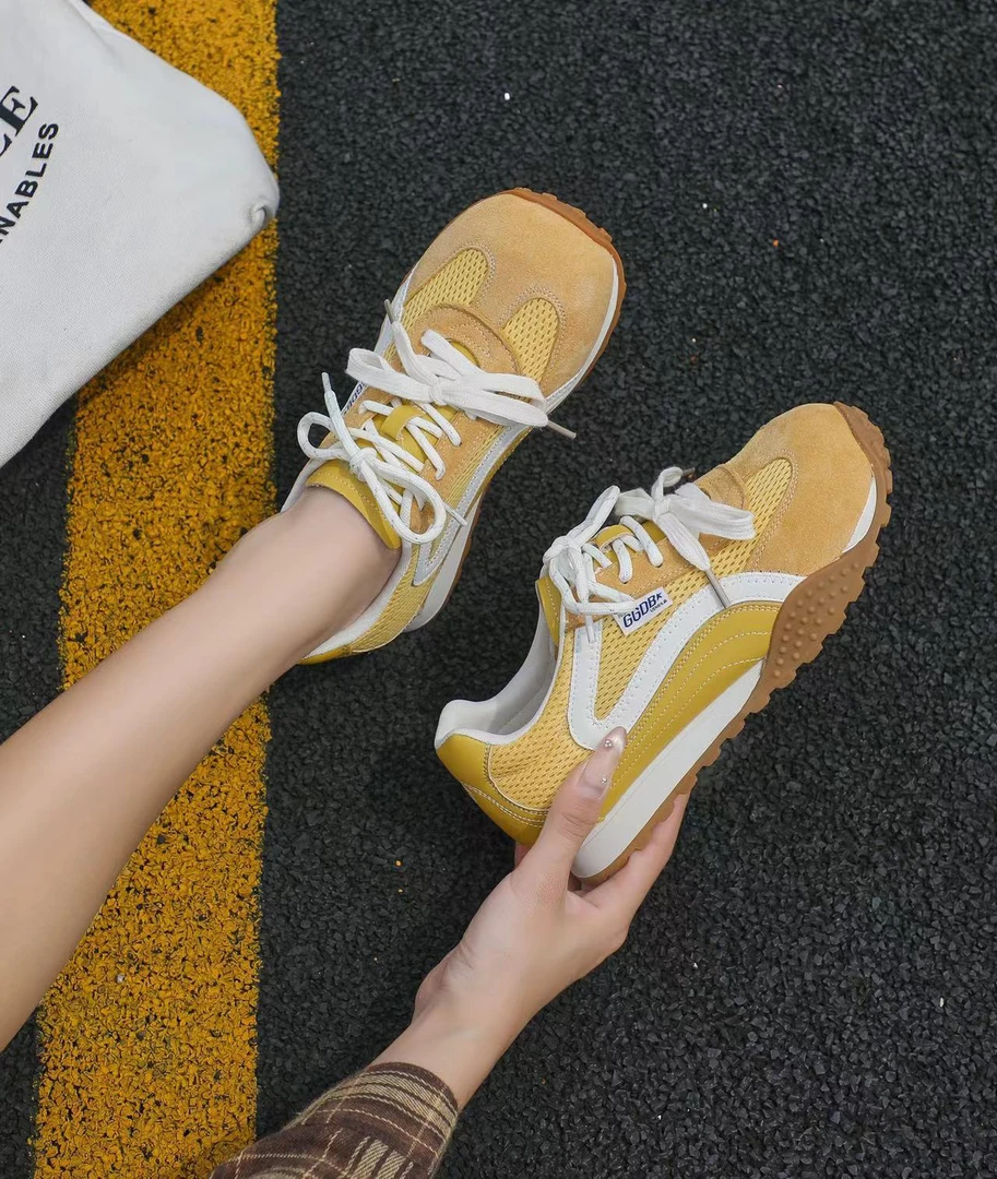 雪芭妮2025夏季新款网面透气德训鞋女百搭休闲运动板鞋潮流舒适