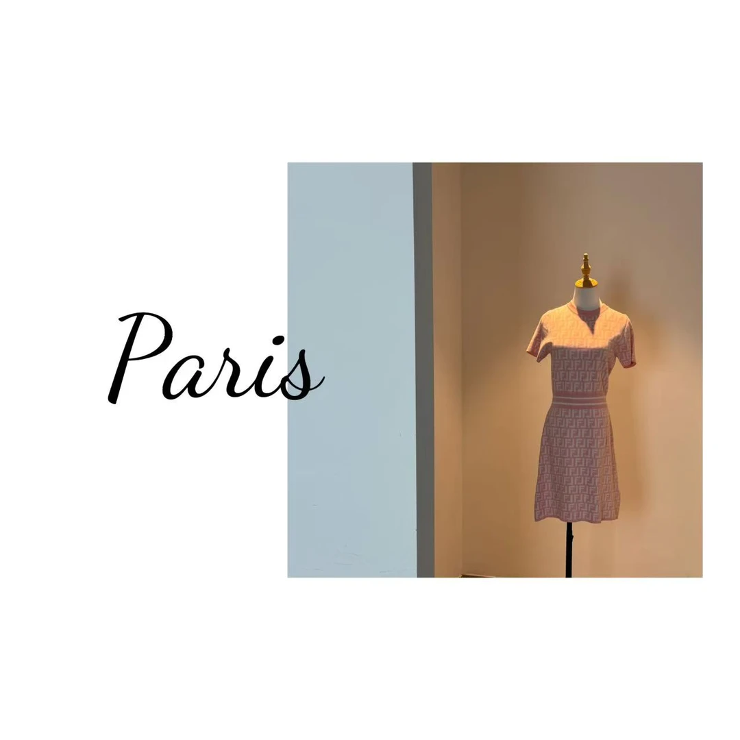 【A023】FF新款字母三色连衣裙E25