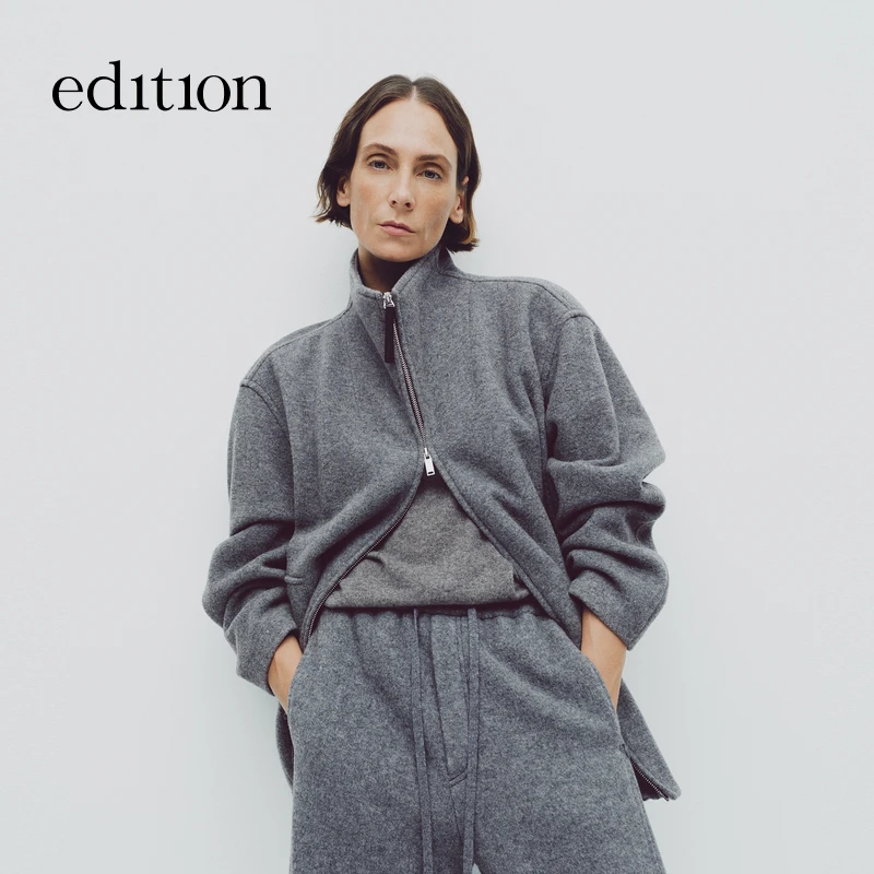 E+轻生活系列edition2025冬季新款绵羊毛呢卫衣外套#EBE4COT034