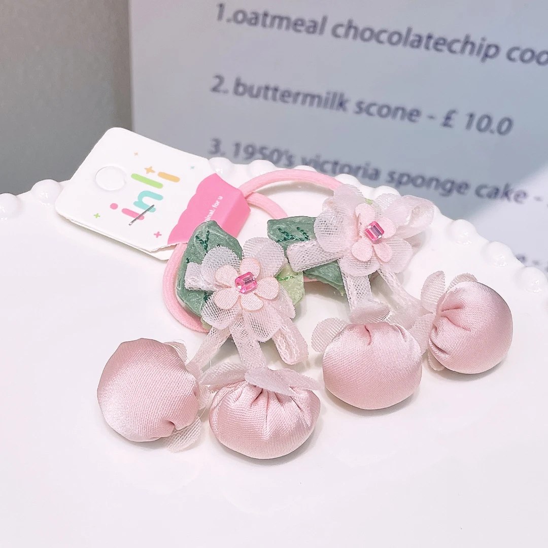 A-6905  jl 1对粉色樱桃头绳         发圈