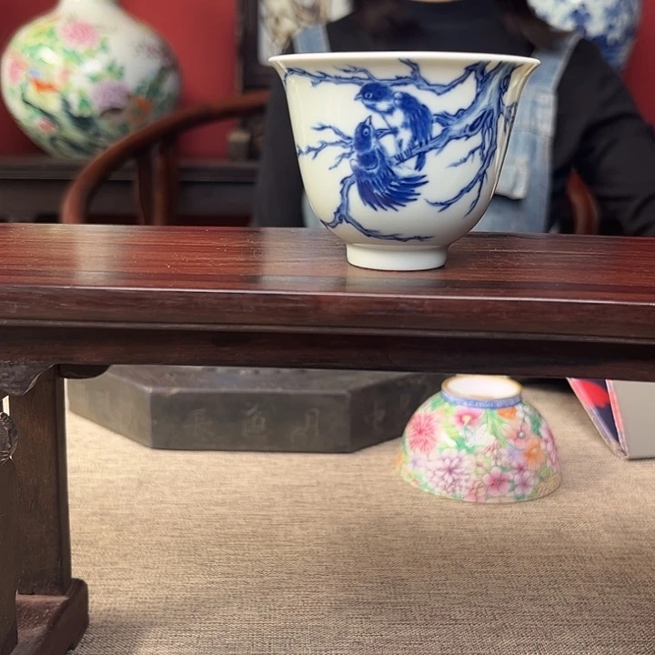 杯子青花花鸟纹杯子