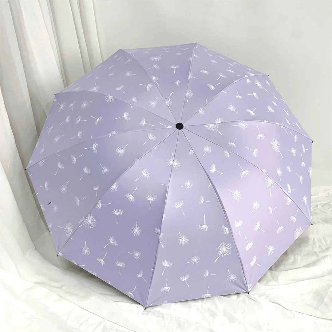 十骨大号双人晴雨两用黑胶印花伞女折叠太阳伞防晒紫外线清新雨伞