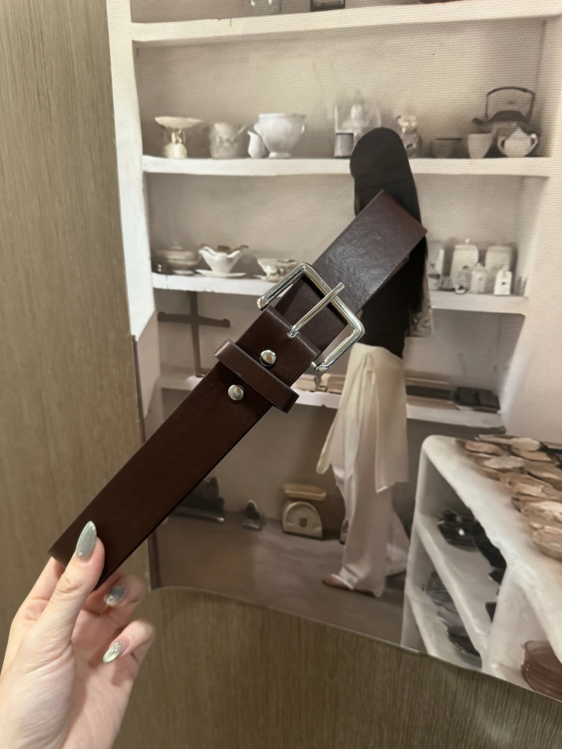 徐子 棕色复古腰带·百搭古早味搭配装饰PU皮打孔金属少女学院风女