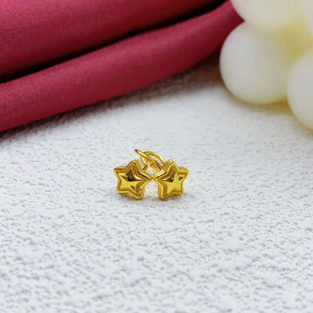 【木韵阁】足金999 黄金5G星星耳钩时尚百搭耳钉 2.05