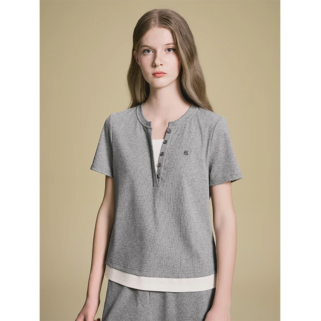 PSALTER诗篇假两件休闲格雷系灰轻薄透气百搭单上衣6C65270043