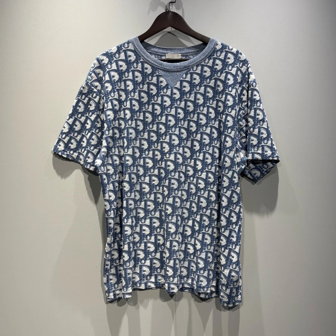 未使用 DIOR/迪奥 ss24毛巾棉满印圆领短袖T恤/2xl/0632