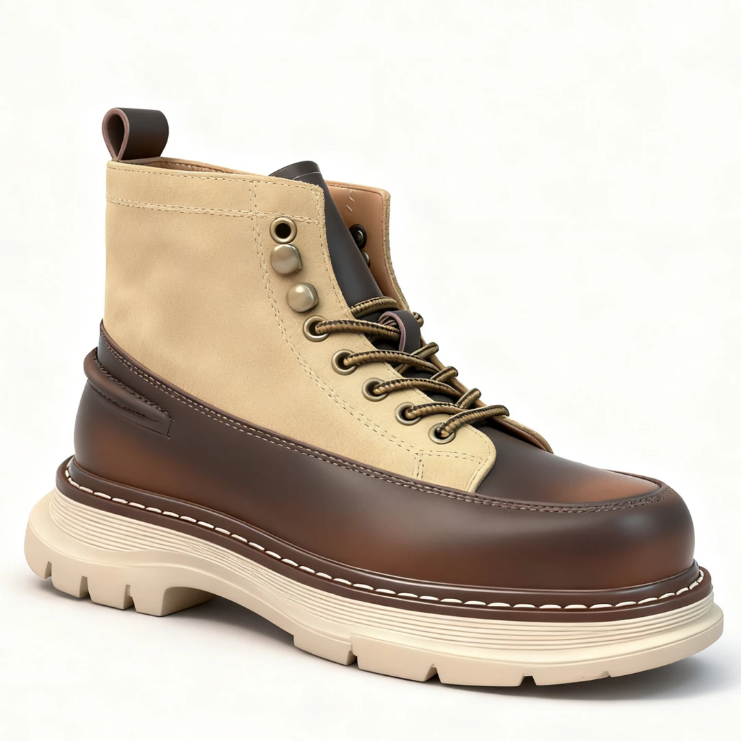 休闲头层牛皮 加绒 厚底男鞋