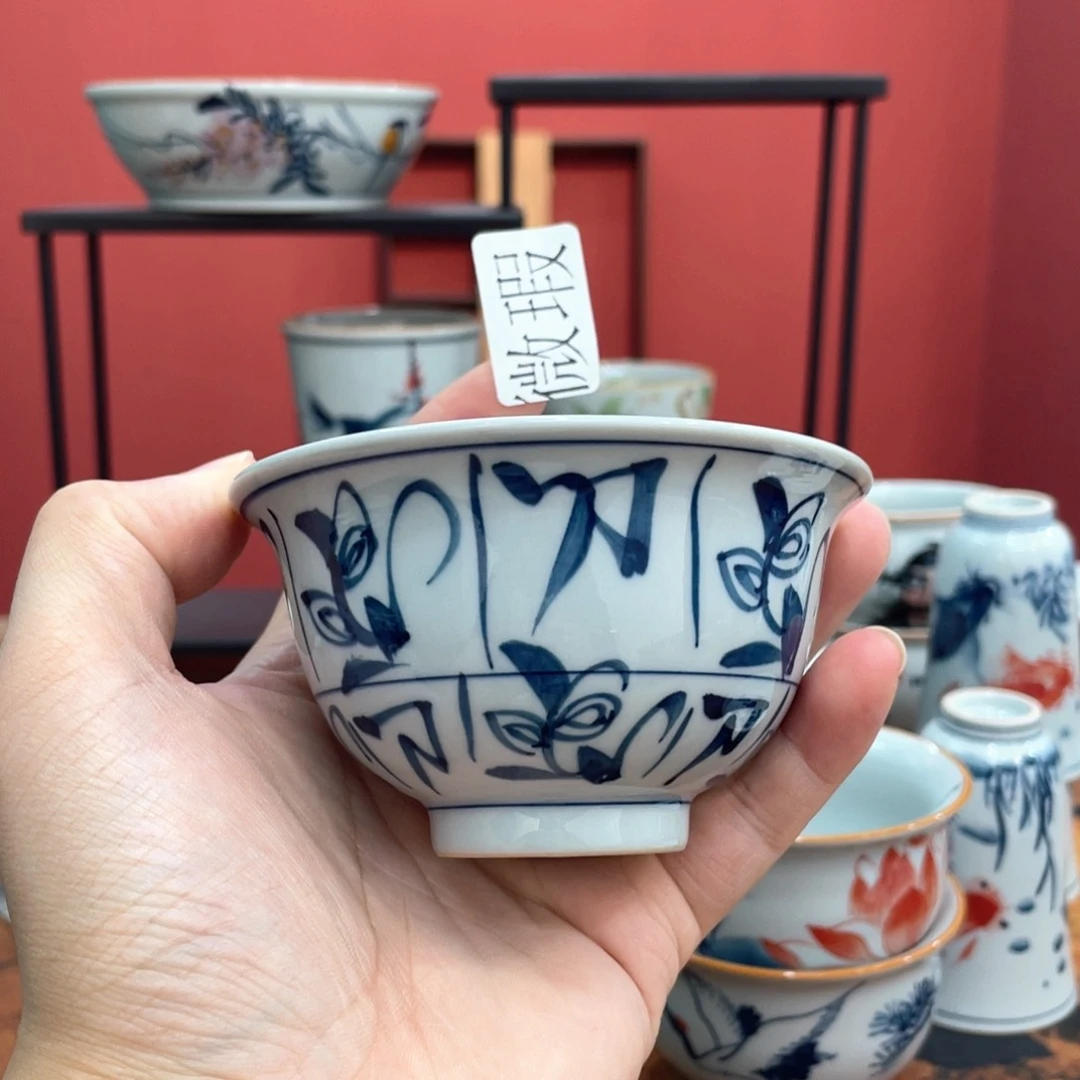 釉下手绘茶具微瑕直播间样品