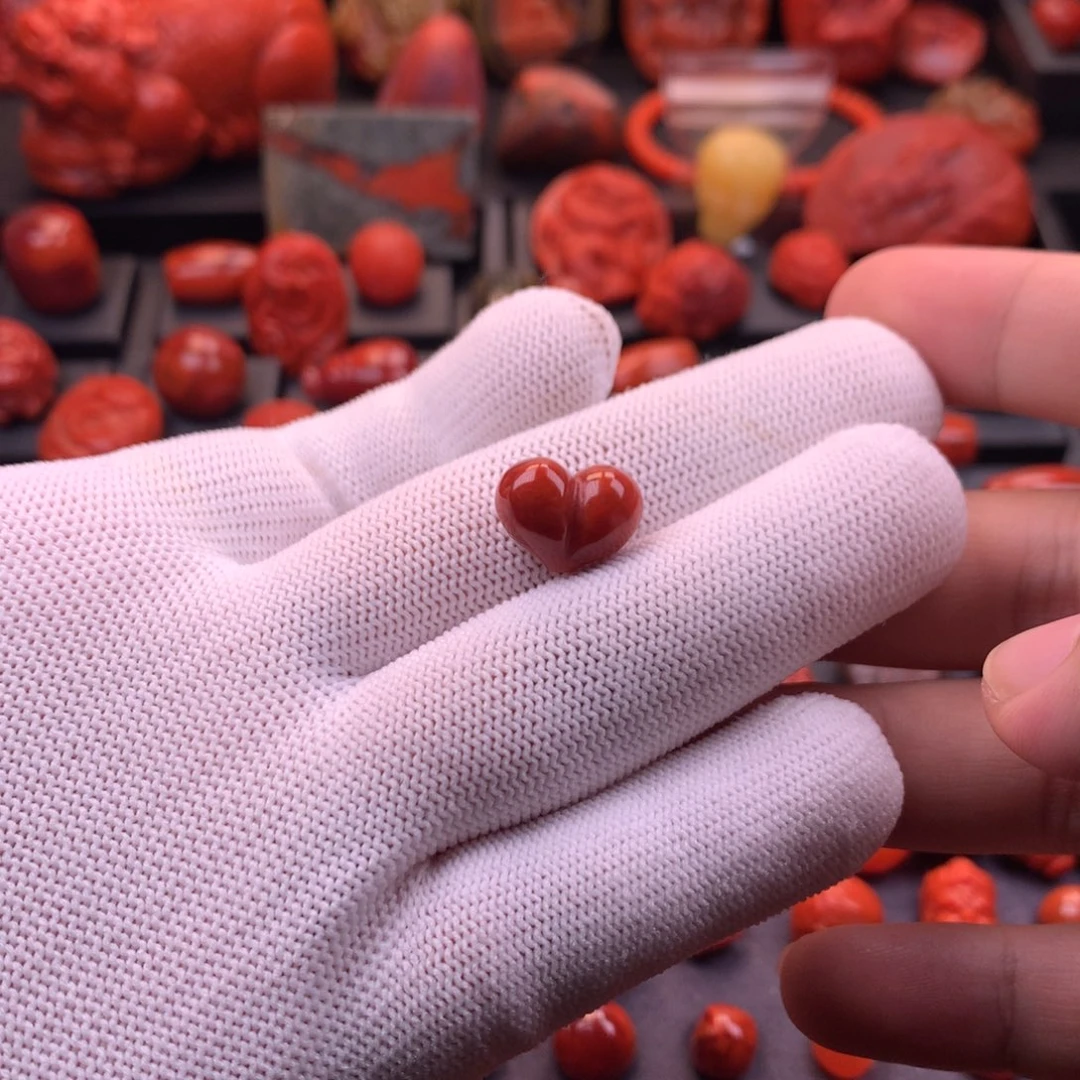 南红玛瑙未镶嵌川料原矿火焰纹屁桃配珠15mm+