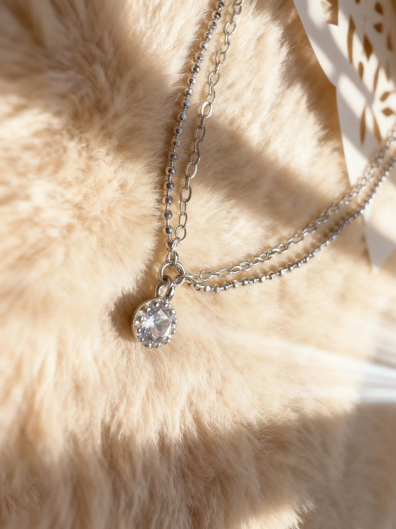 925银手链 通体S925银+表面电镀叠链小圆钻手链