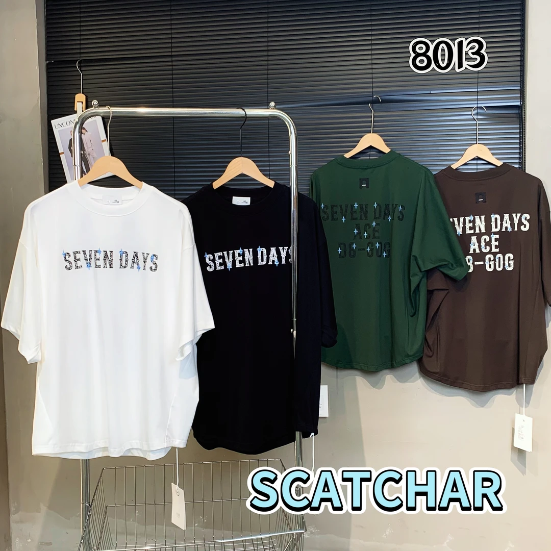 【杨少华服饰】2025夏季潮牌简约立体字母印花圆领高档时尚T恤8013