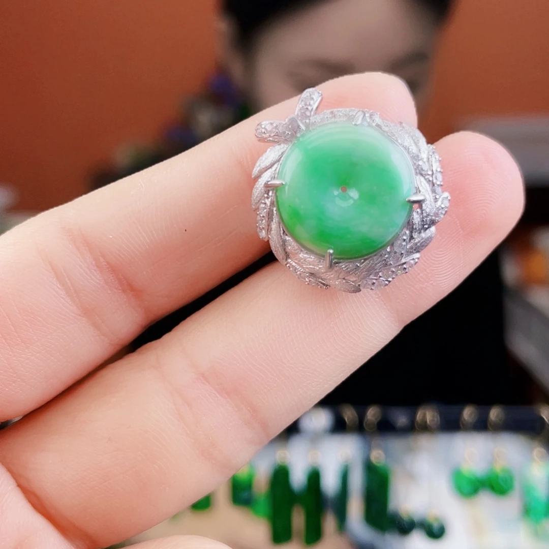 翡翠银S925镶嵌耳饰