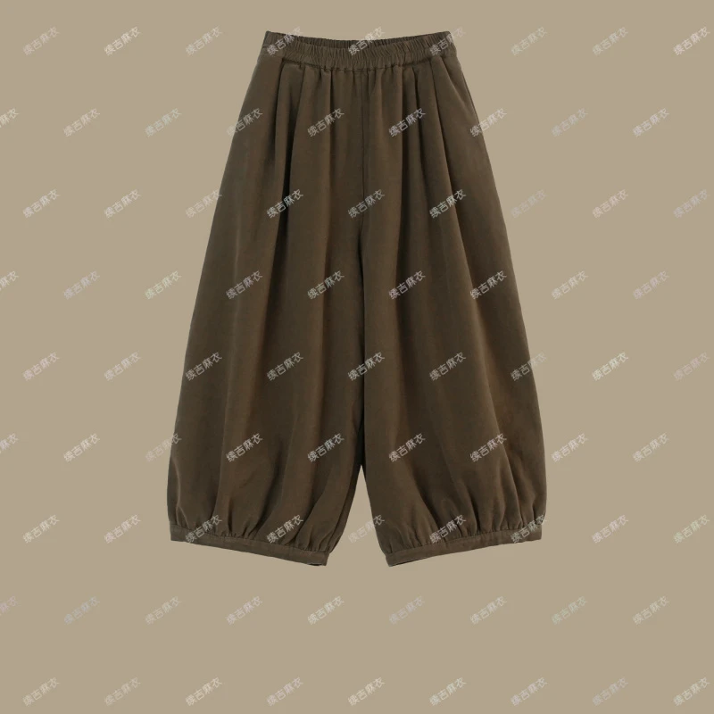 原创设计24-2085【莫浅】100棉加绒加厚休闲百搭复古灯笼裤