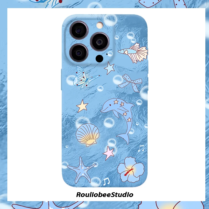BANCA海底贝壳海豚适用苹果17/16pro菲林手机壳华为oppo小米vivo